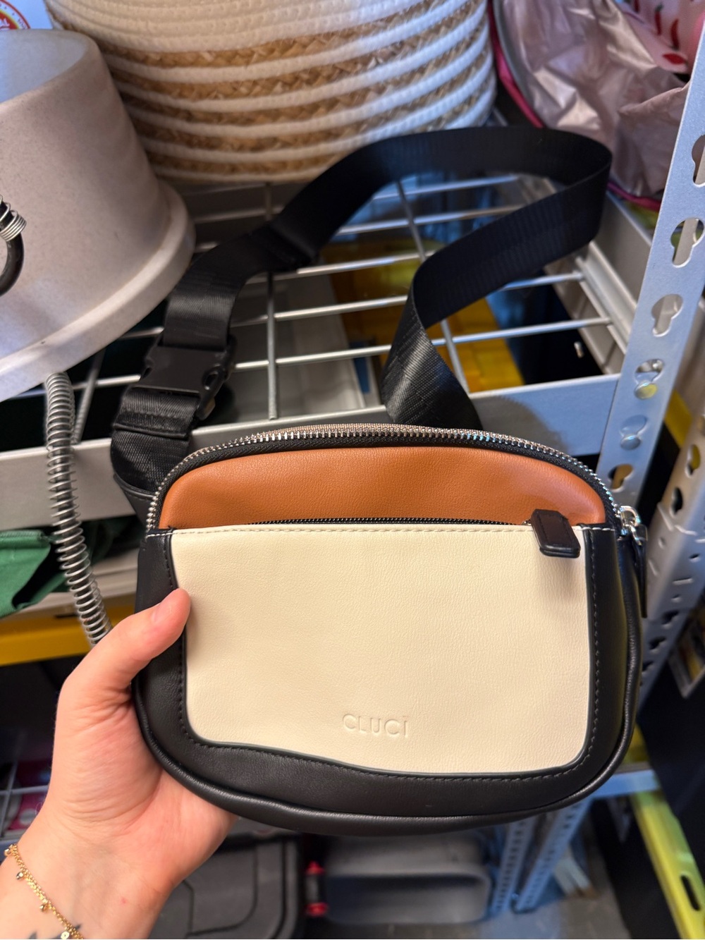Crossbody Bag Cream, Tan & Black